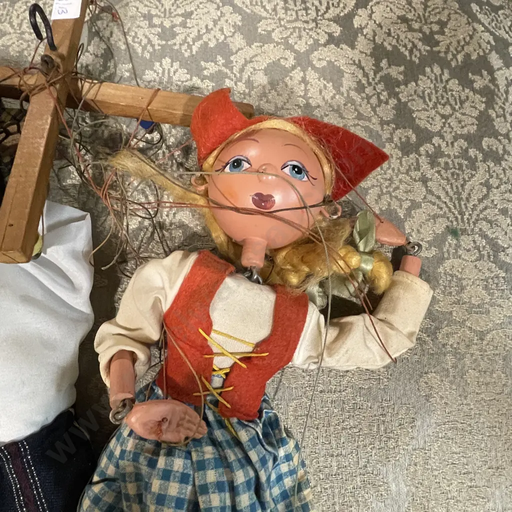 Two Vintage Pelham? Puppets. Clown and Dutch Girl Image 1++