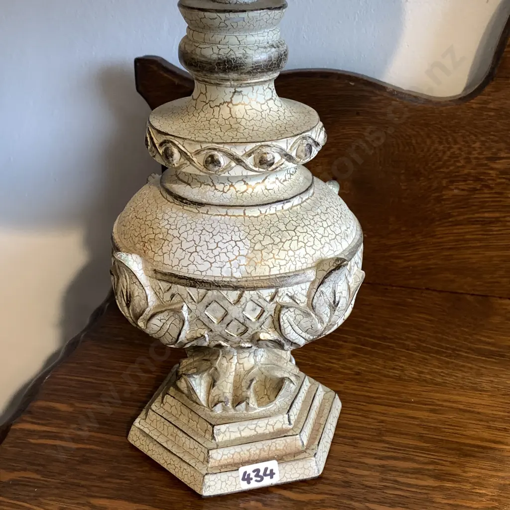 Moulded Classical Themed Table Lamp with cherub decorated fabric shade. H54 Working Image 1++