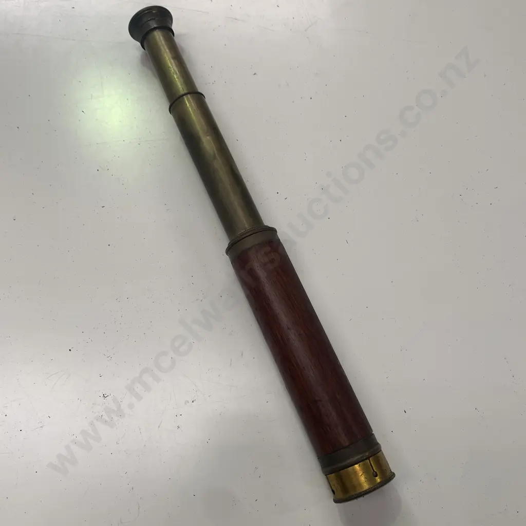 Antique Brass and Wooden Telescope Image 1++