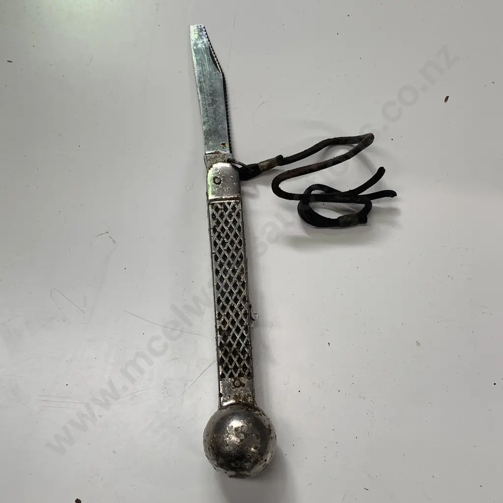 Pre 1964 Puma Waagemesser Fishing / Scale Knife With Leather Strap, Solingen Germany, Damaged (lbs - American / English) Image 1++