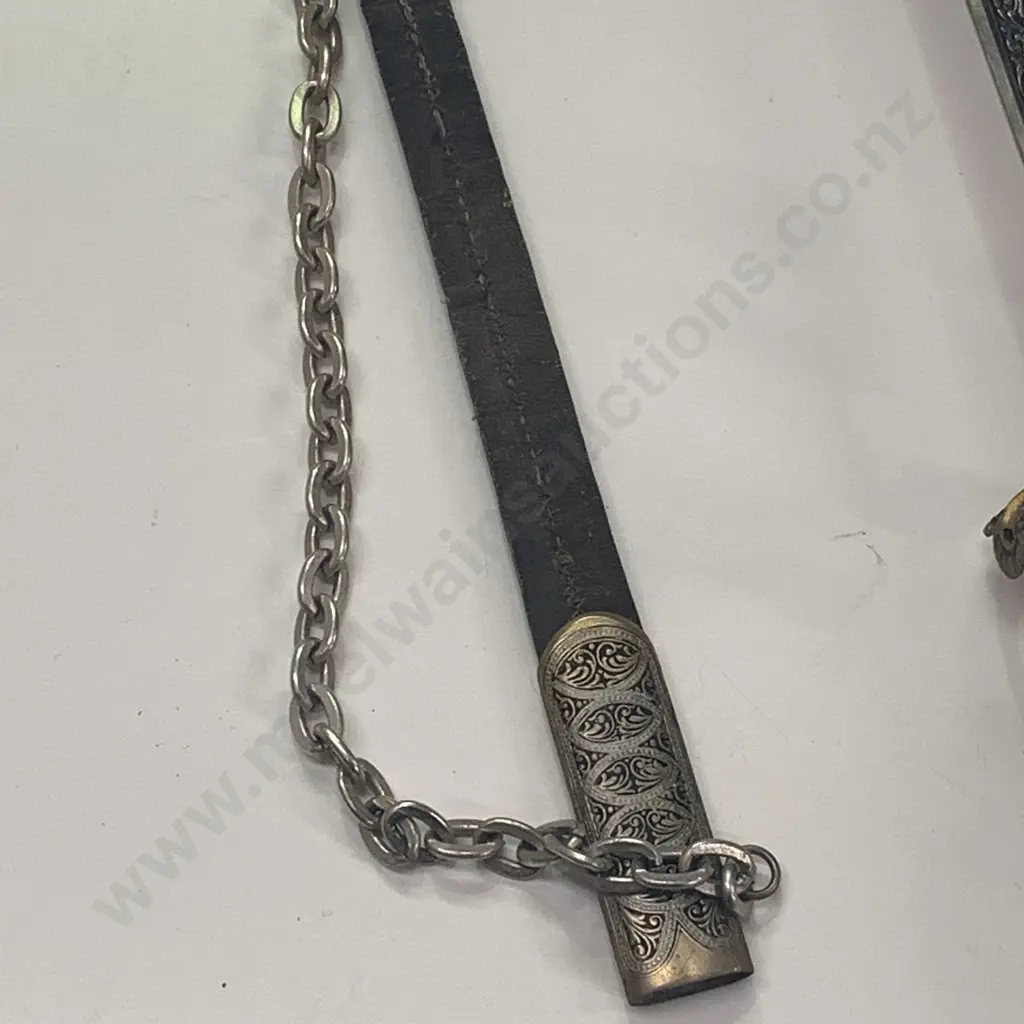 Vintage Decorative Ceremonial Sword, Marked Sendon Spain. Ornate Brass Handguard with Red Cross & Lion? Crest. L85cm. Image 1++