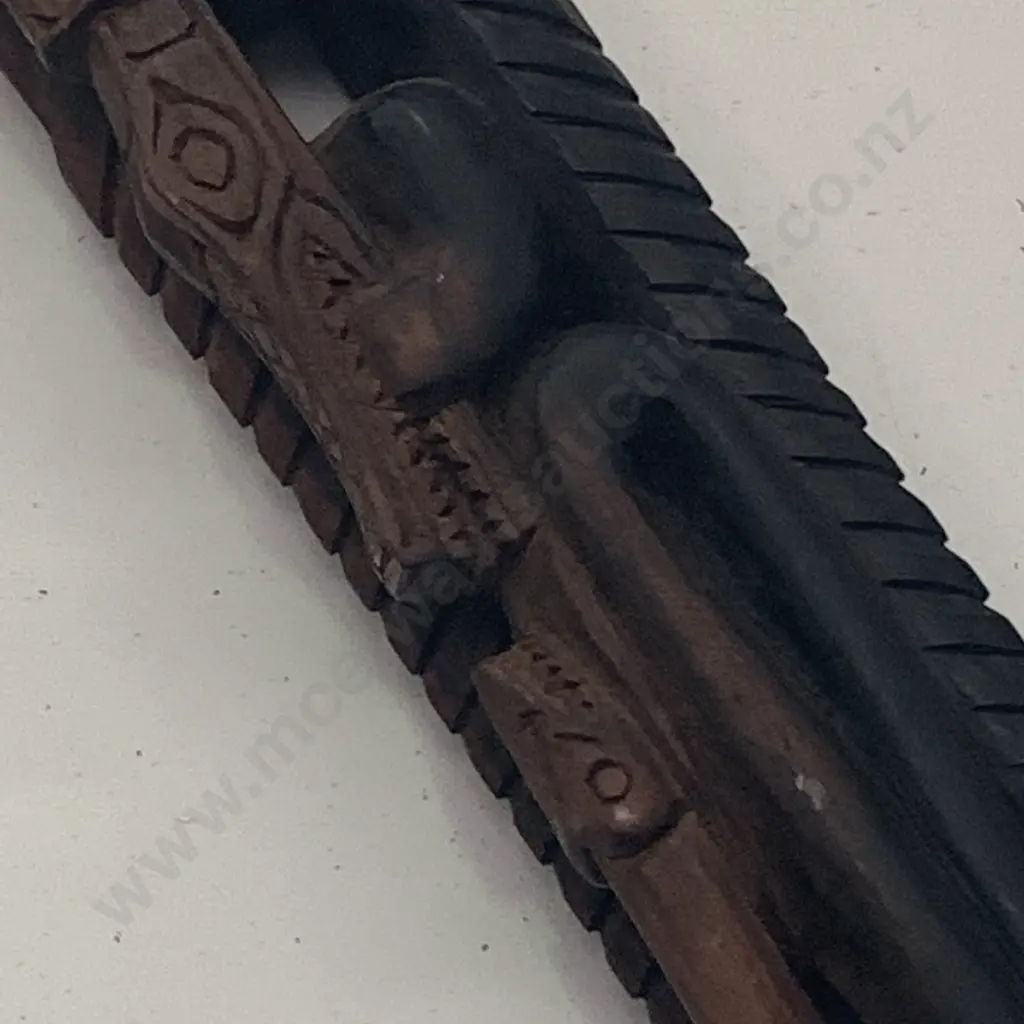 Vintage African Intrically Carved Walking Stick. Alligator detail Image 1++