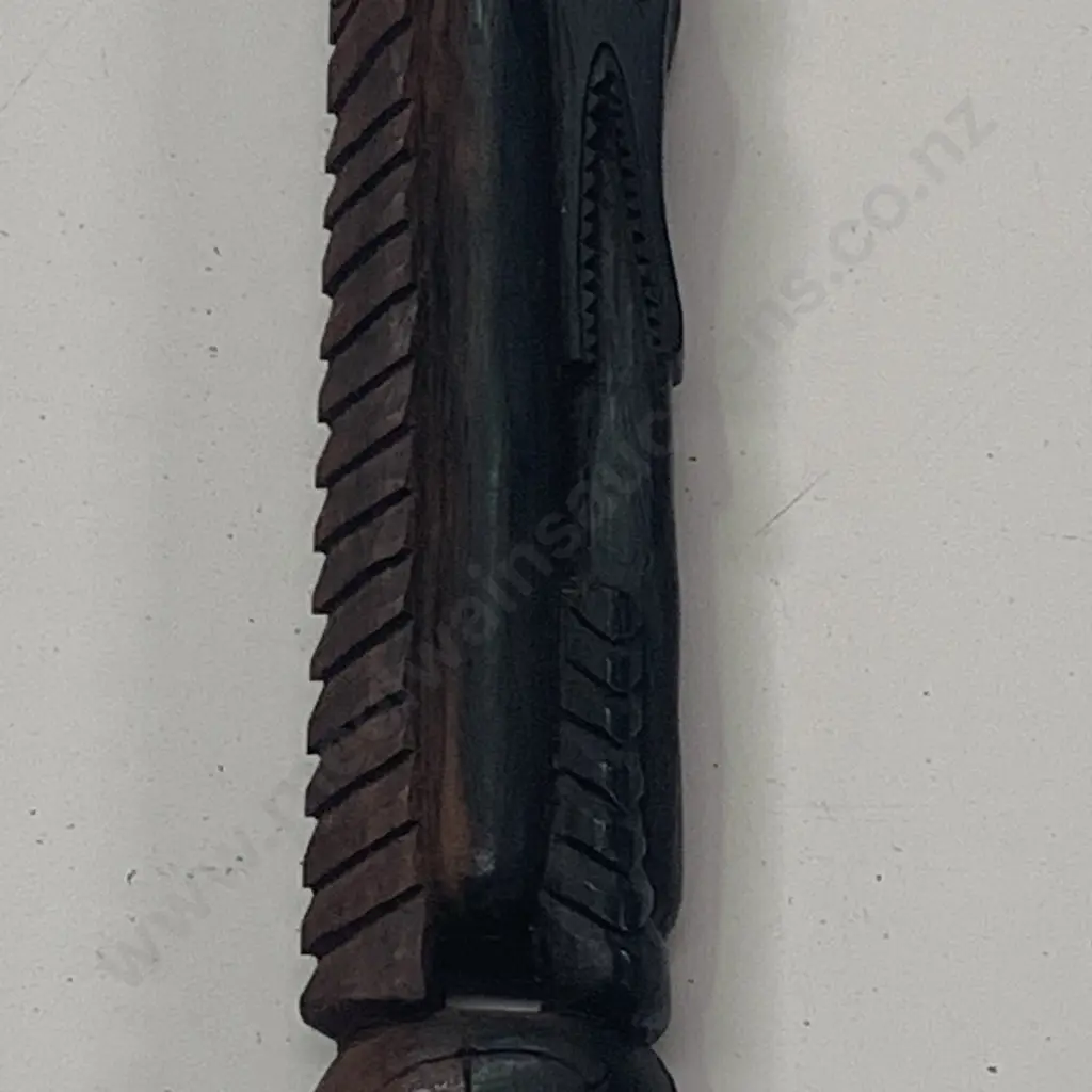 Vintage African Intrically Carved Walking Stick. Alligator detail Image 1++