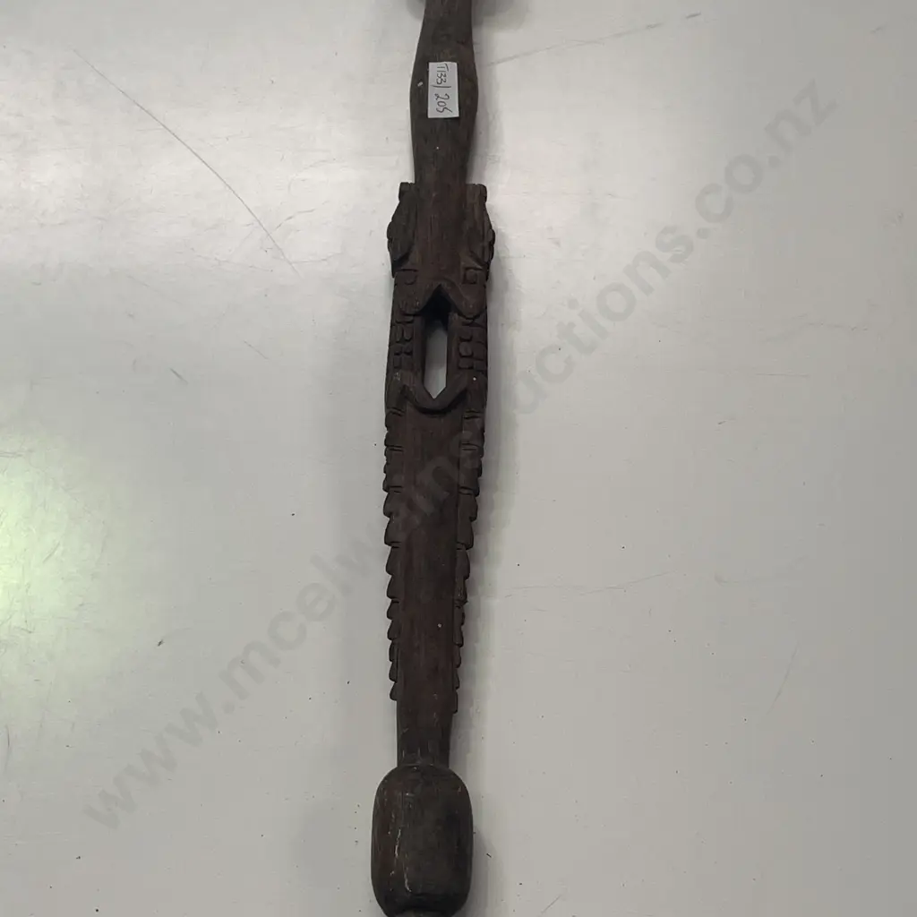 Vintage African Intrically Carved Walking Stick. Alligator detail Image 1++