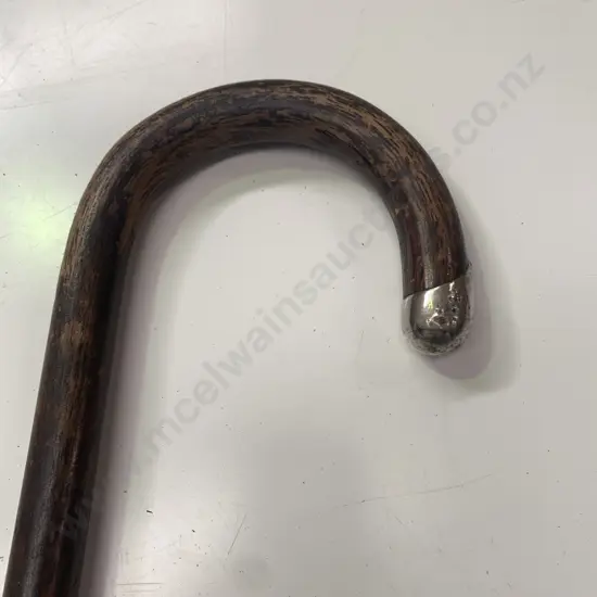 Antique Walking Stick with Sterling Silver Mount and Collar