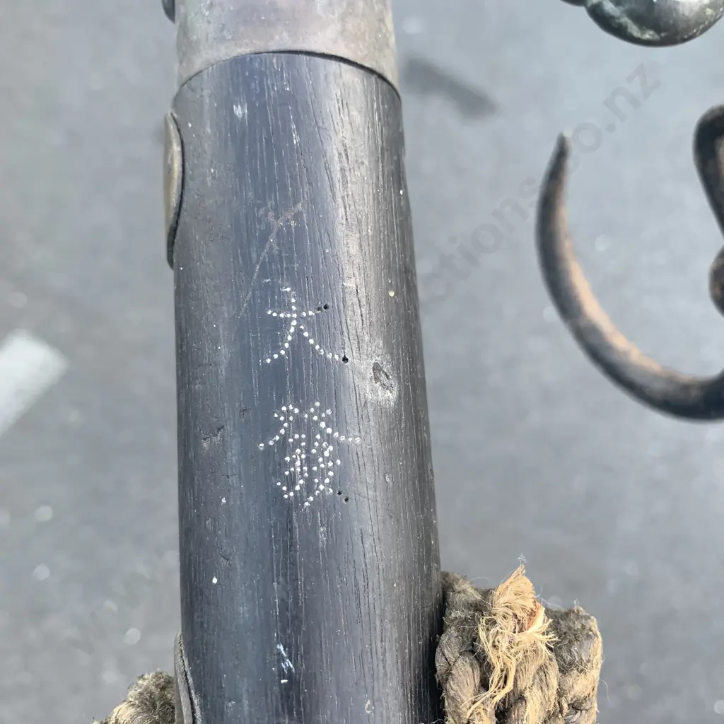 Antique Japanese Large Measuring Weight Scale. Cast Iron Hook, Ebony? Wood, Signed. L156cm Image 1++