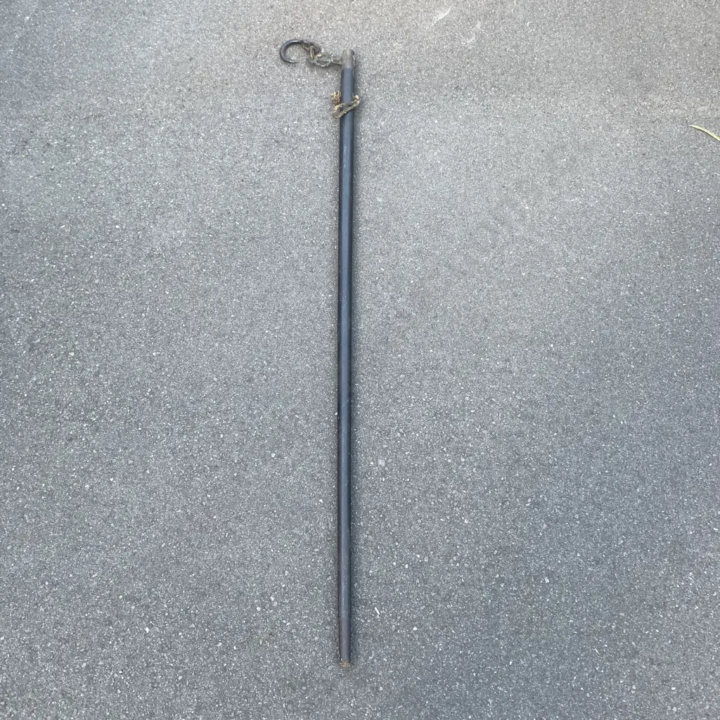 Antique Japanese Large Measuring Weight Scale. Cast Iron Hook, Ebony? Wood, Signed. L156cm Image 1++