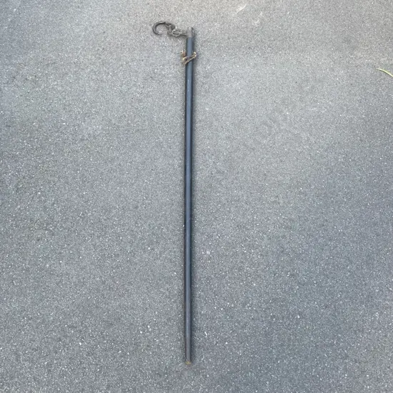 Antique Japanese Large Measuring Weight Scale. Cast Iron Hook, Ebony? Wood, Signed. L156cm