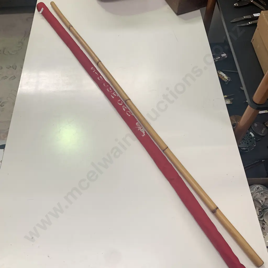 Bamboo Asian Marshall Arts Staff in Red Bag with Sui Lum Gar printed on Side. L1550cm Image 1++