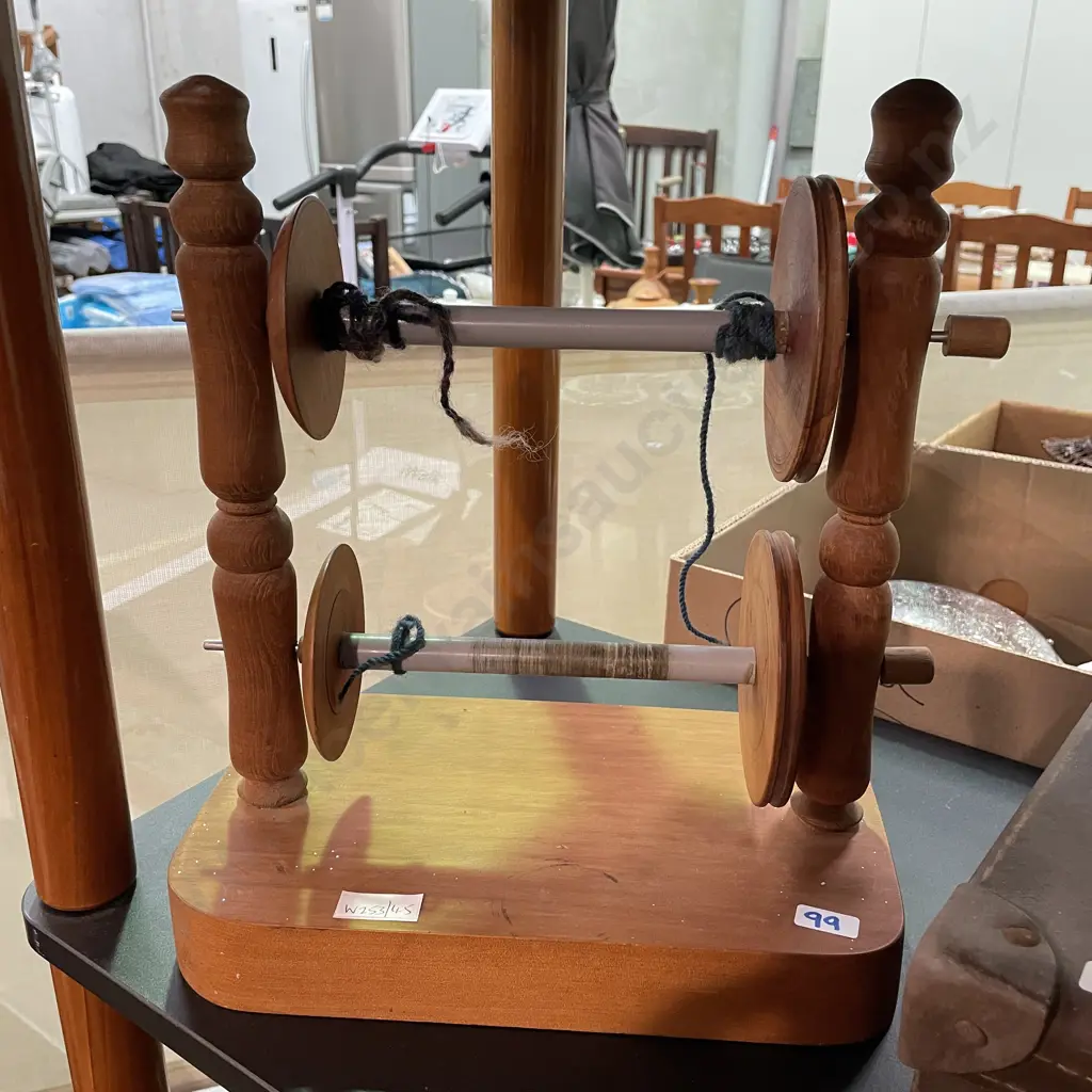 Vintage Wooden Dual Yarn Spinning Wheel Image 1++