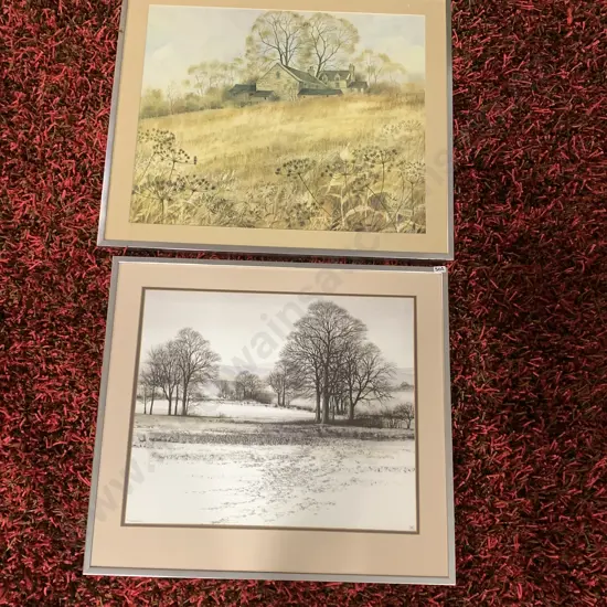 Pair of Framed Artworks of Landscape Scenes by Kathleen Cadduk & "February Field" by Edward Ripley. 